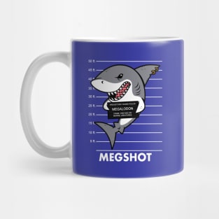 Funny Cute Mean Prehistoric Predator Shark Megalodon Summer Mugshot Cartoon Mug